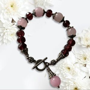 Purple glass bead bracelet